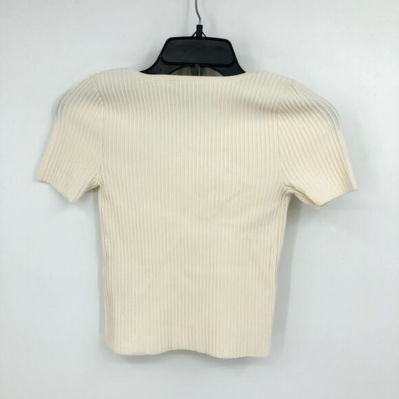 MADEWELL Womens Ottoman Crop Sweater Tee XXS Bright Ivory Short Sleeve Top NWT - Picture 4 of 8